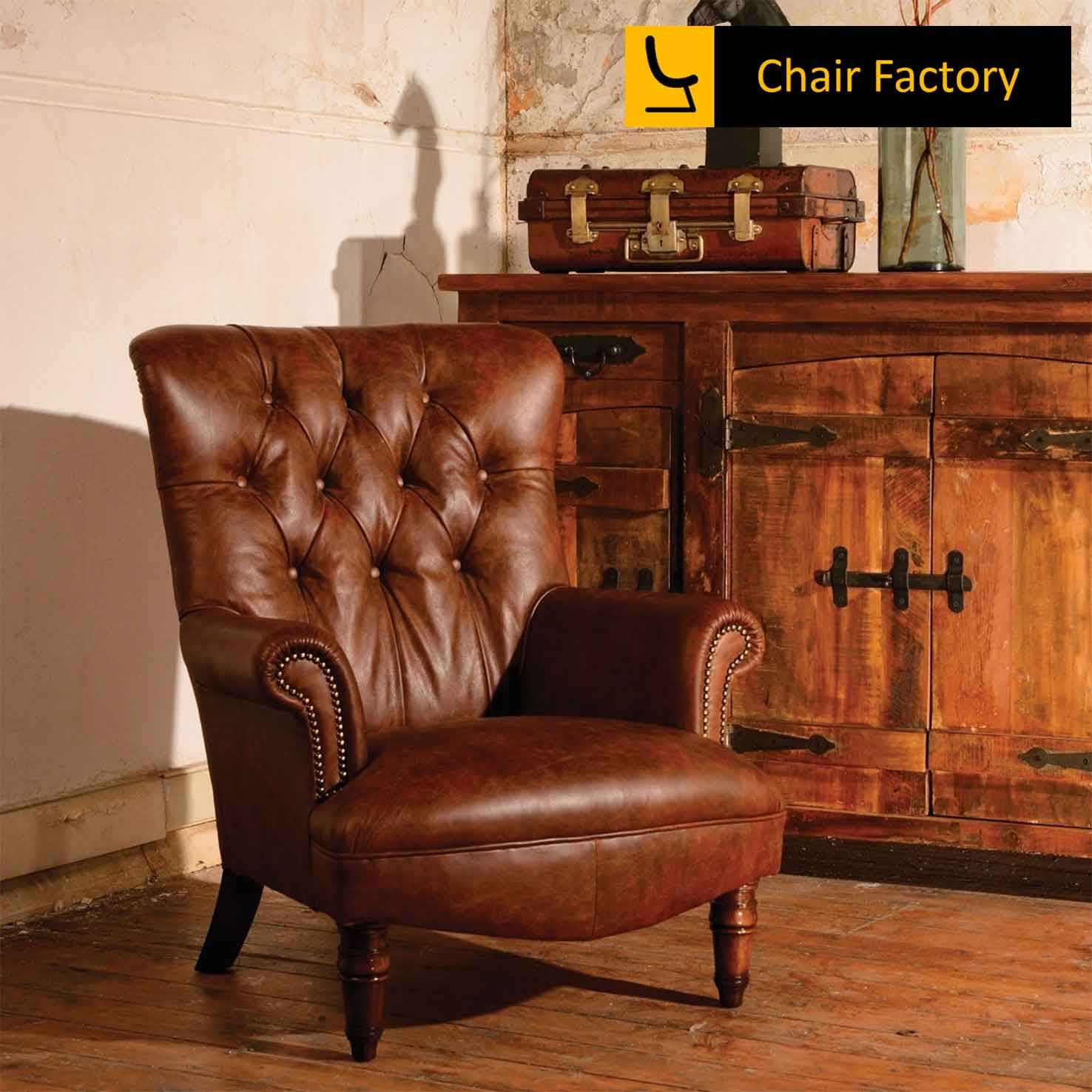 baglion Genuine Leather Arm Chair