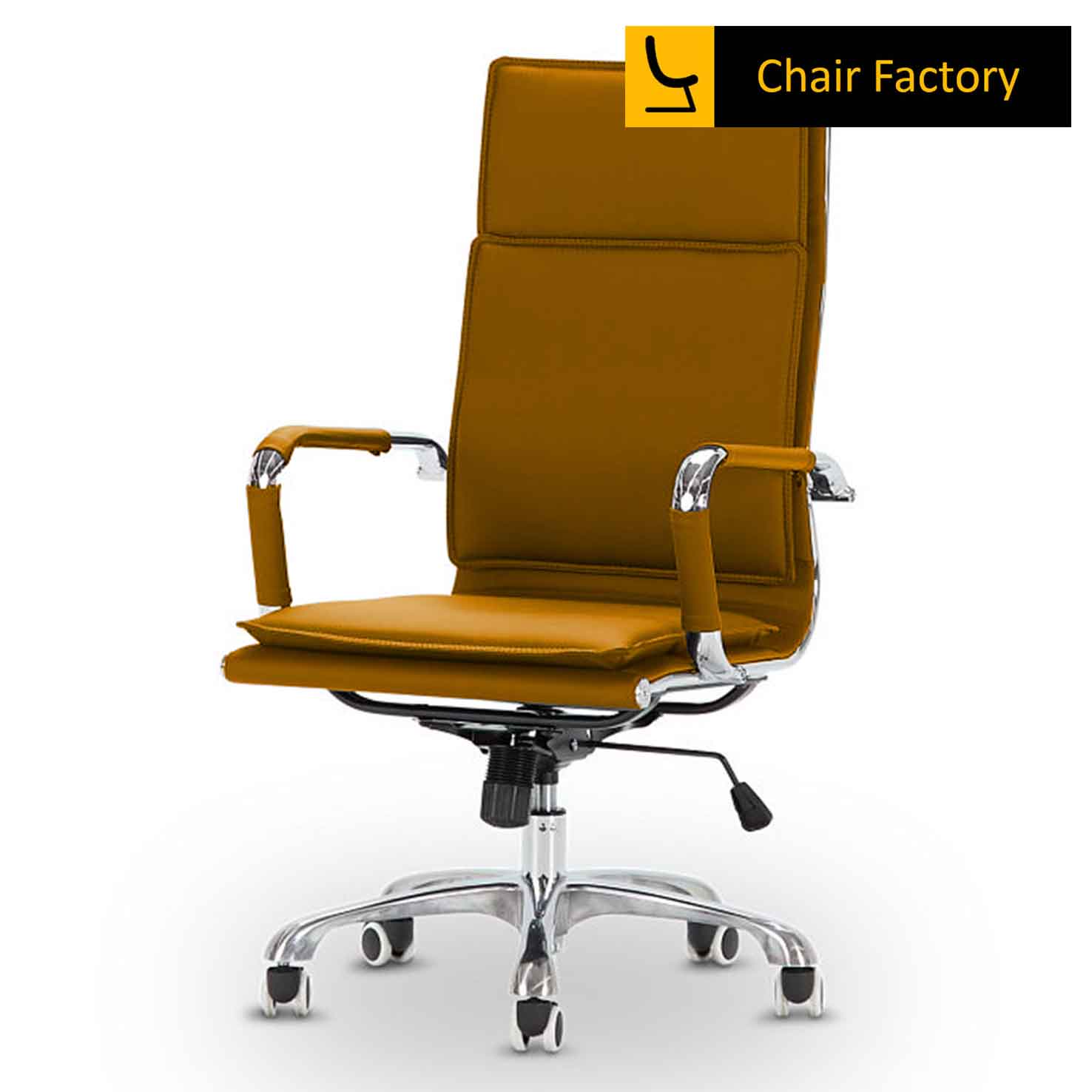 James Double Cushion Mustard High Back Office Chair 