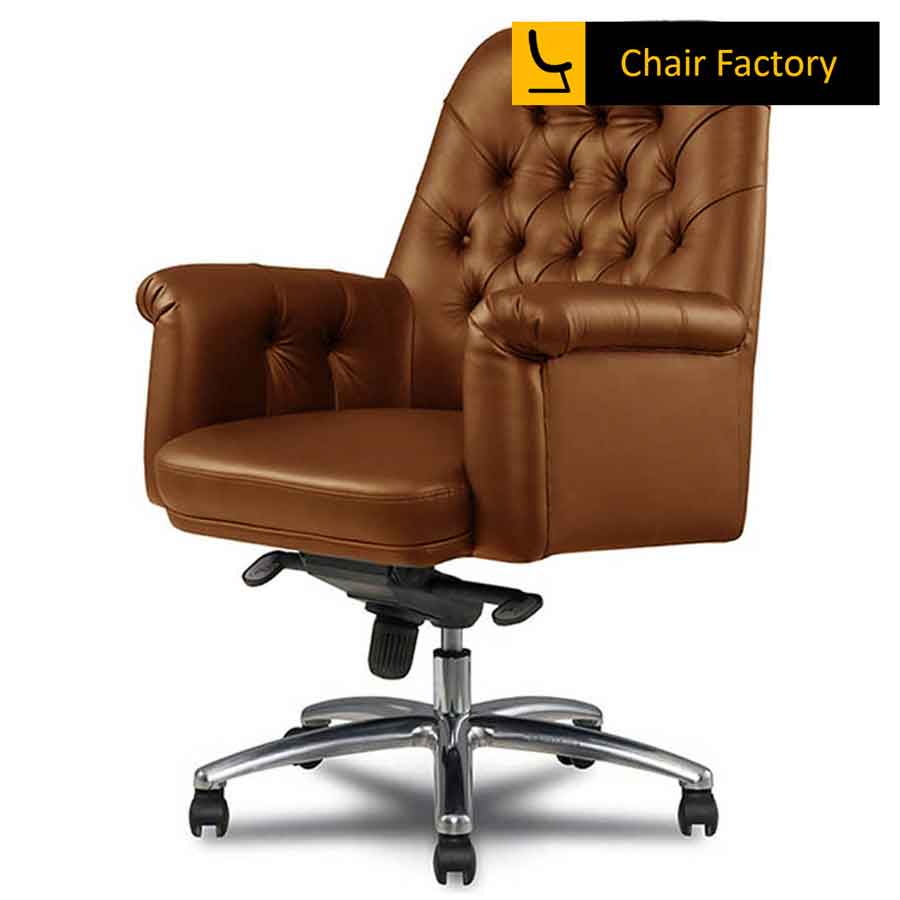 Senator Brown Mid Back 100% Genuine Leather King Size Chair