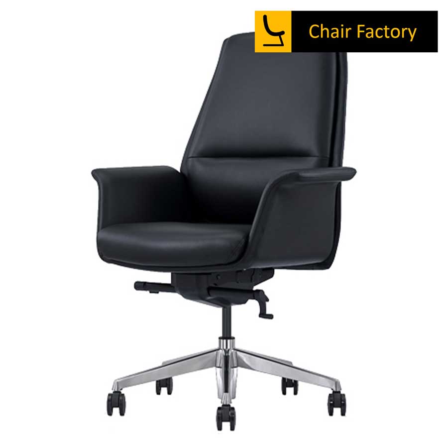 Theodoric Mid Back Imported Faux Leather Black Chair