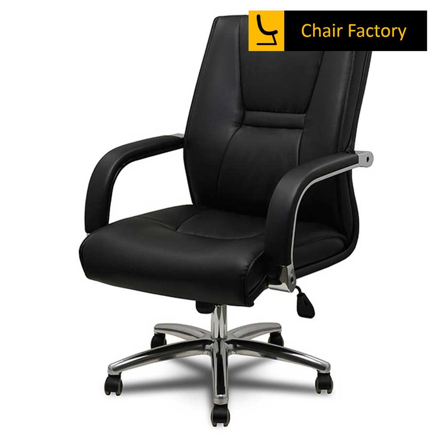 Bito Mid Back Black Imported Faux Leather Chair 