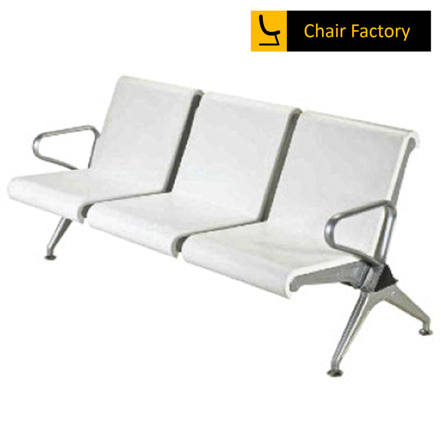 April 3 Seater Silver Waiting Area Bench with Seat & Back in Rubber Cushion