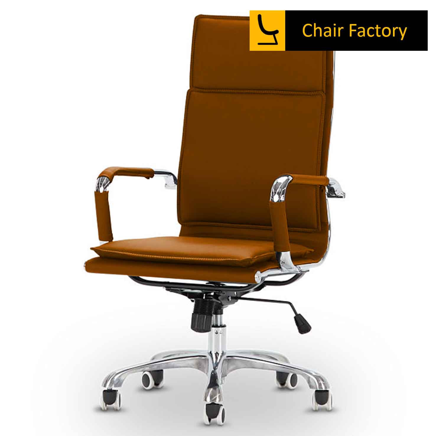 James Double Cushion Tan High Back Conference room Chair 