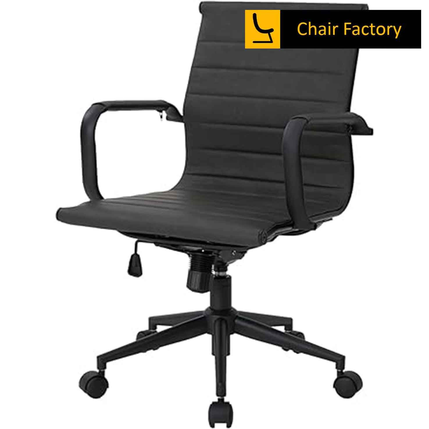 James Single Cushion mid Back conference Room Chair with black frame 