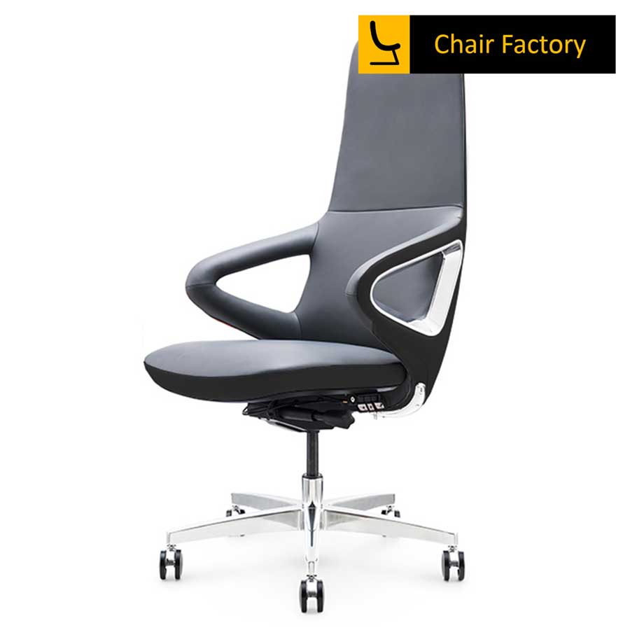 Mimosa Grey High Back Imported Faux Leather Chair