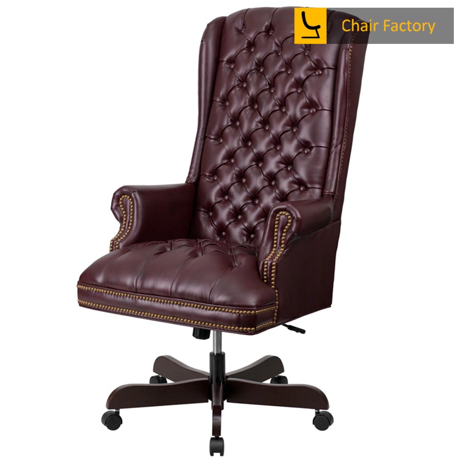 Kingdom Burgandy Leather Chair Side 