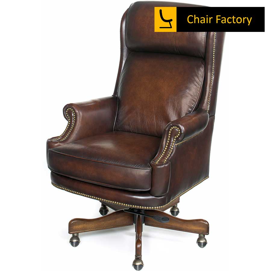 Zerex Brown High back 100% GENUINE LEATHER CHAIR 